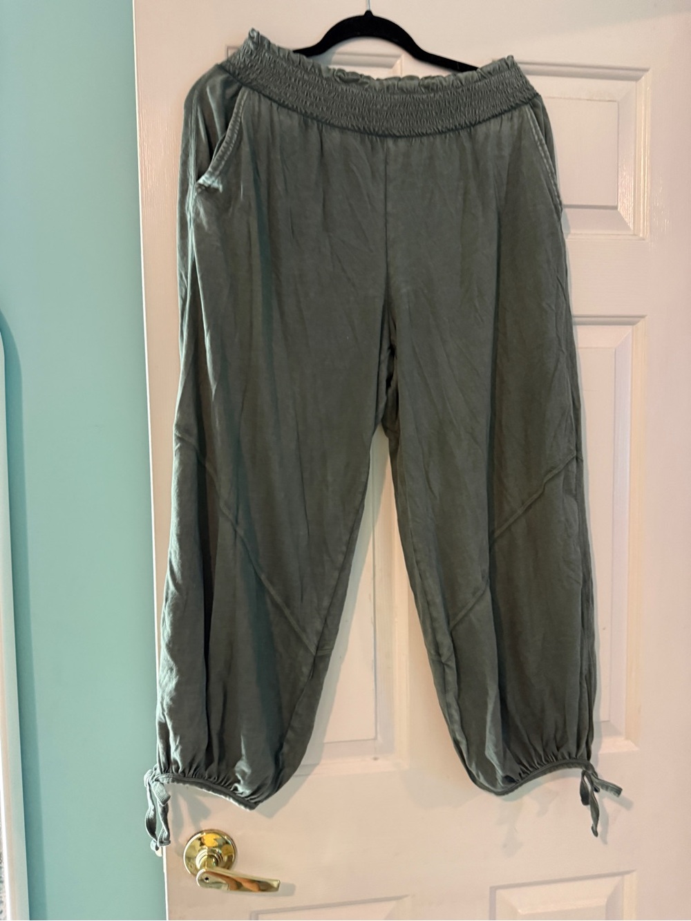 aerie Olive Green Smocked-Waist Jogger Pants